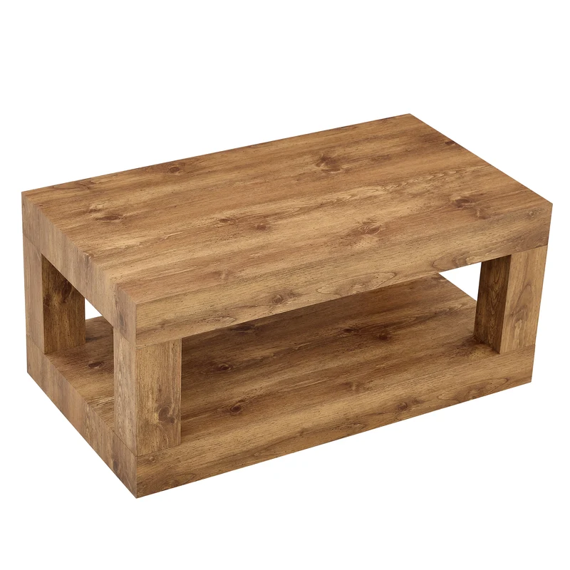Table basse rectangulaire effet bois 2 niveaux 93x53cm CASCADEMOMENT