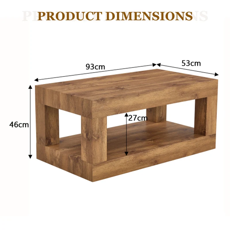 Table basse rectangulaire effet bois 2 niveaux 93x53cm CASCADEMOMENT