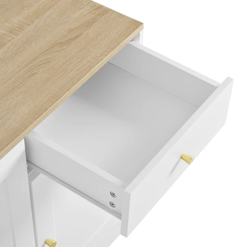 Buffet effet bois et blanc 3 portes 1 tiroir 120x40x75cm MOMENTUMINFI