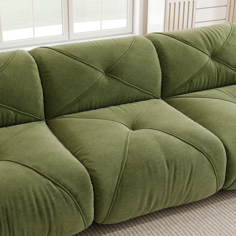 Canapé 3 places en chenille vert design articulé sans montage MOMENTUMVERTEXXX