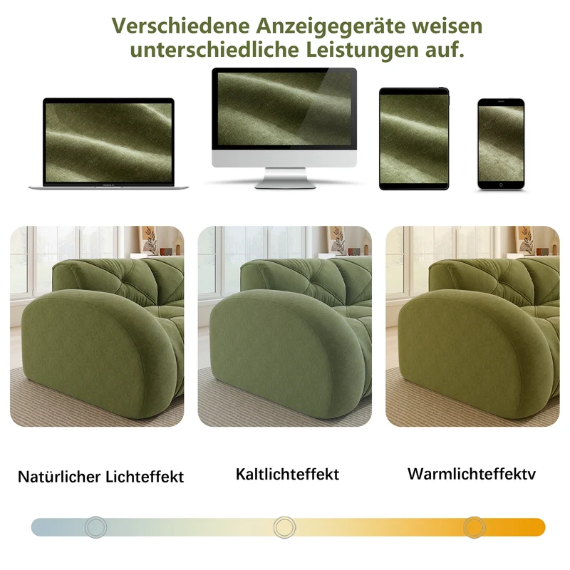 Canapé 3 places en chenille vert design articulé sans montage MOMENTUMVERTEXXX