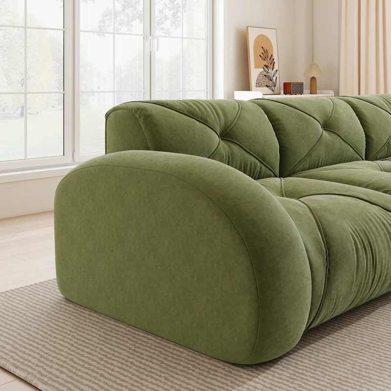 Canapé 3 places en chenille vert design articulé sans montage MOMENTUMVERTEXXX