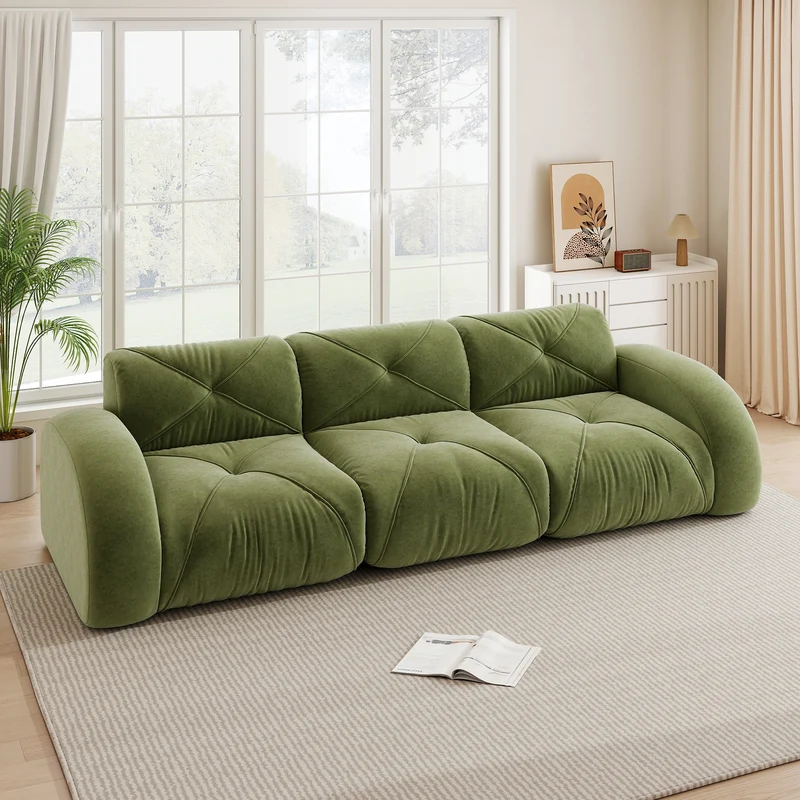 Canapé 3 places en chenille vert design articulé sans montage MOMENTUMVERTEXXX