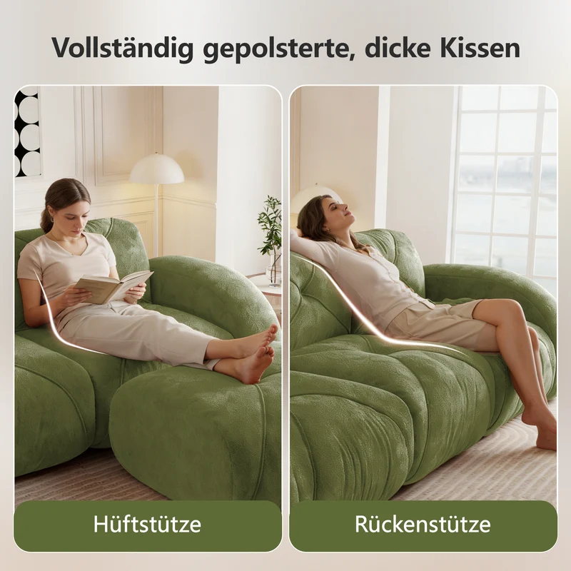 Canapé 3 places en chenille vert design articulé sans montage MOMENTUMVERTEXXX