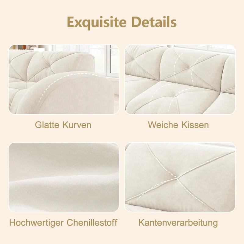 Canapé 2 places tissu chenille écrue design articulé sans montage MOMENTUMCASCDD