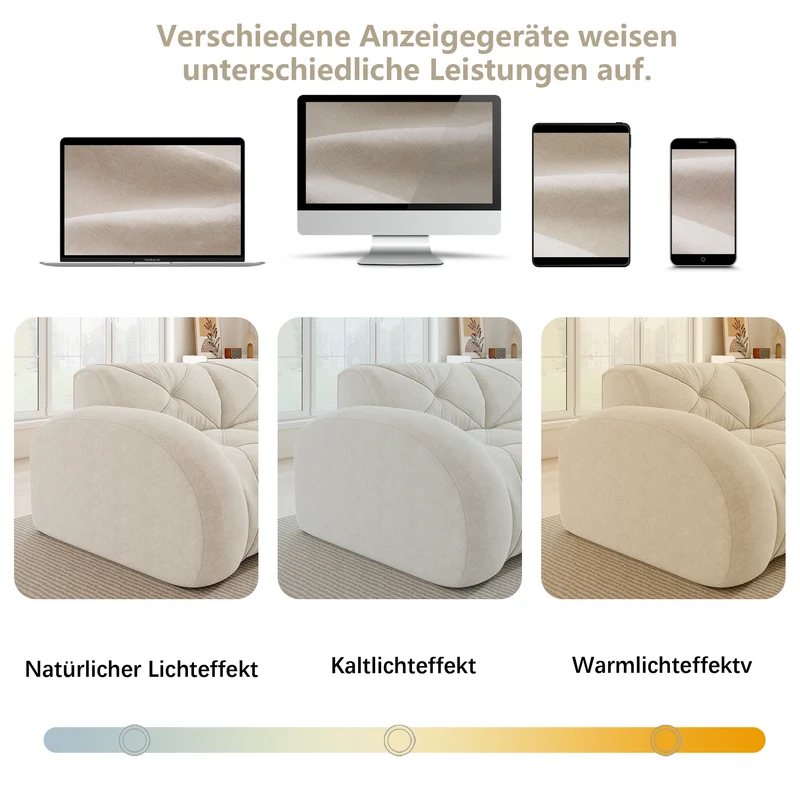 Canapé 2 places tissu chenille écrue design articulé sans montage MOMENTUMCASCDD