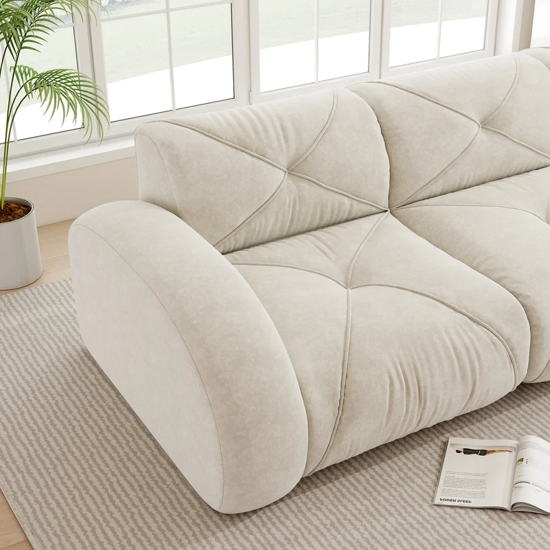 Canapé 2 places tissu chenille écrue design articulé sans montage MOMENTUMCASCDD