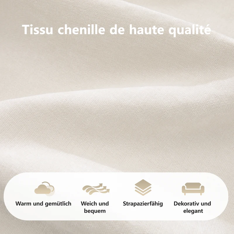 Canapé 3 places en chenille beige design articulé sans montage MOMENTUMMOMENN