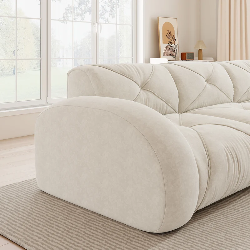 Canapé 3 places en chenille beige design articulé sans montage MOMENTUMMOMENN