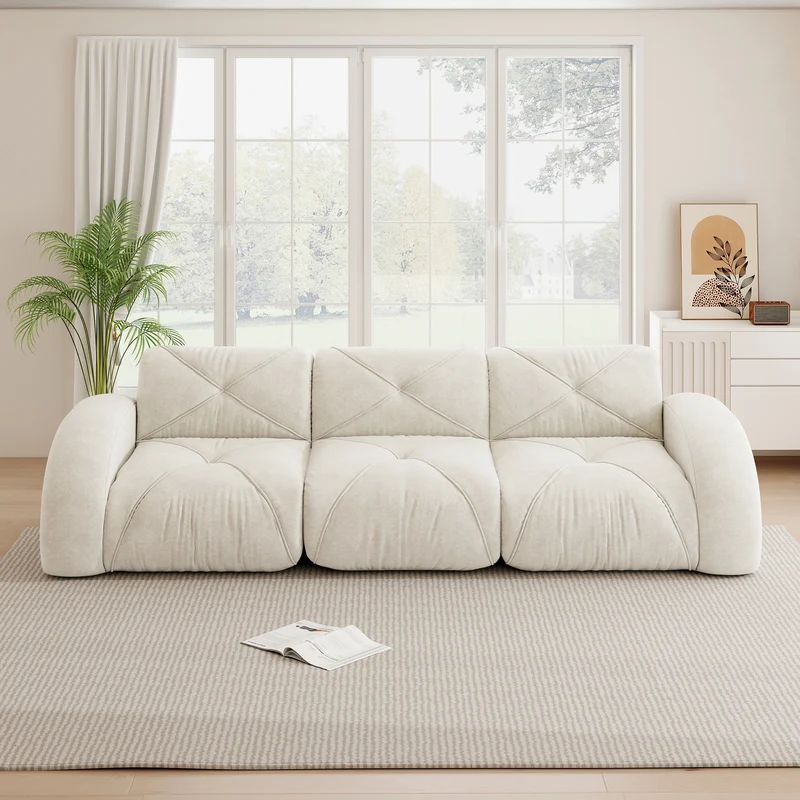 Canapé 3 places en chenille beige design articulé sans montage MOMENTUMMOMENN