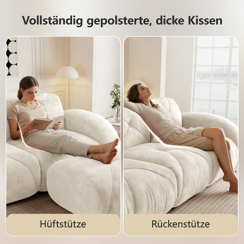 Canapé 3 places en chenille beige design articulé sans montage MOMENTUMMOMENN
