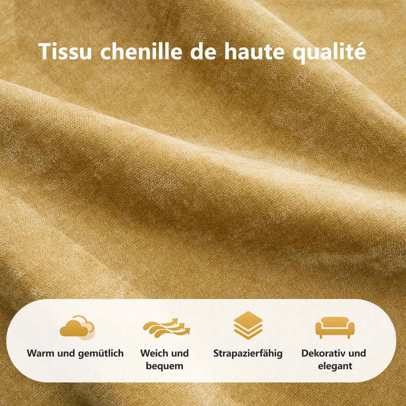 Canapé 2 places tissu chenille jaune moutard design articulé sans montage MOMENTUMRIFTXX