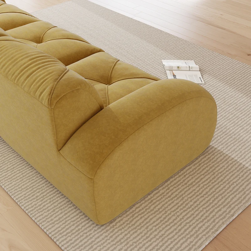Canapé 2 places tissu chenille jaune moutard design articulé sans montage MOMENTUMRIFTXX