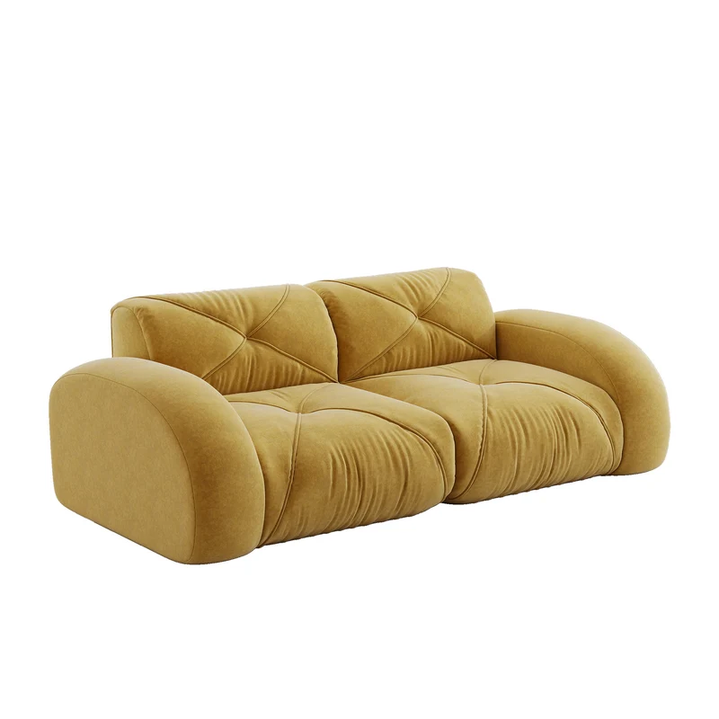 Canapé 2 places tissu chenille jaune moutard design articulé sans montage MOMENTUMRIFTXX