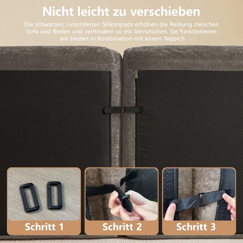 Canapé 2 places tissu chenille taupe design articulé sans montage MOMENTUMINFINIXX