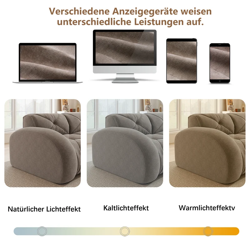 Canapé 2 places tissu chenille taupe design articulé sans montage MOMENTUMINFINIXX