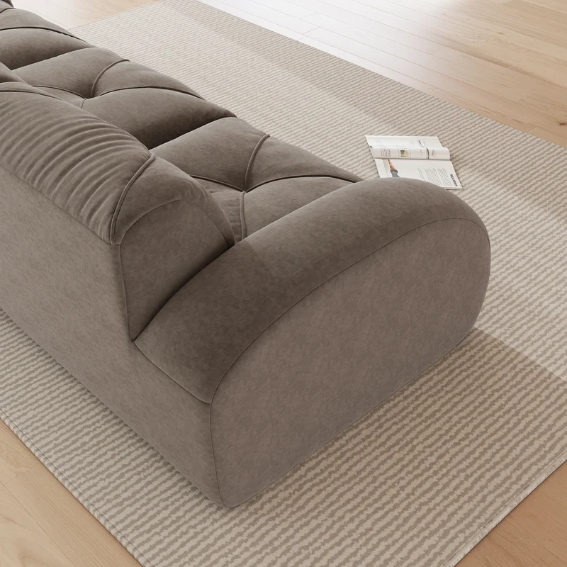 Canapé 2 places tissu chenille taupe design articulé sans montage MOMENTUMINFINIXX