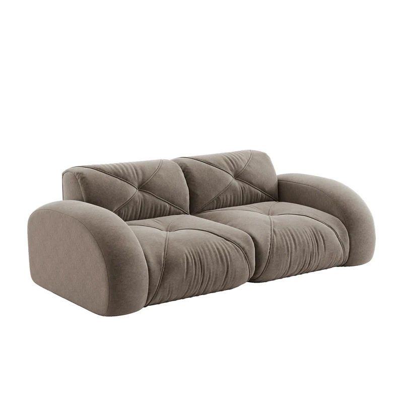 Canapé 2 places tissu chenille taupe design articulé sans montage MOMENTUMINFINIXX