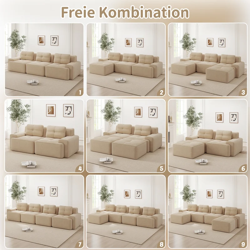 Canapé 2 places en velours côtelé beige sans montage 204x104cm MOMENTUMQUASARX