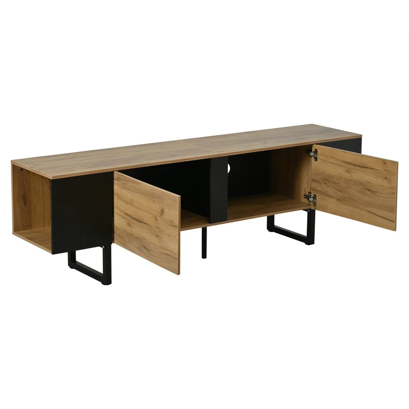 Meuble TV effet bois nature industriel 180x40x55 cm INFINITECASCDD