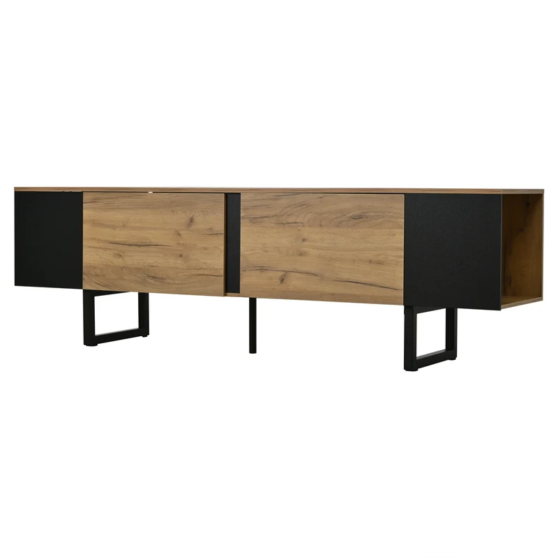 Meuble TV effet bois nature industriel 180x40x55 cm INFINITECASCDD