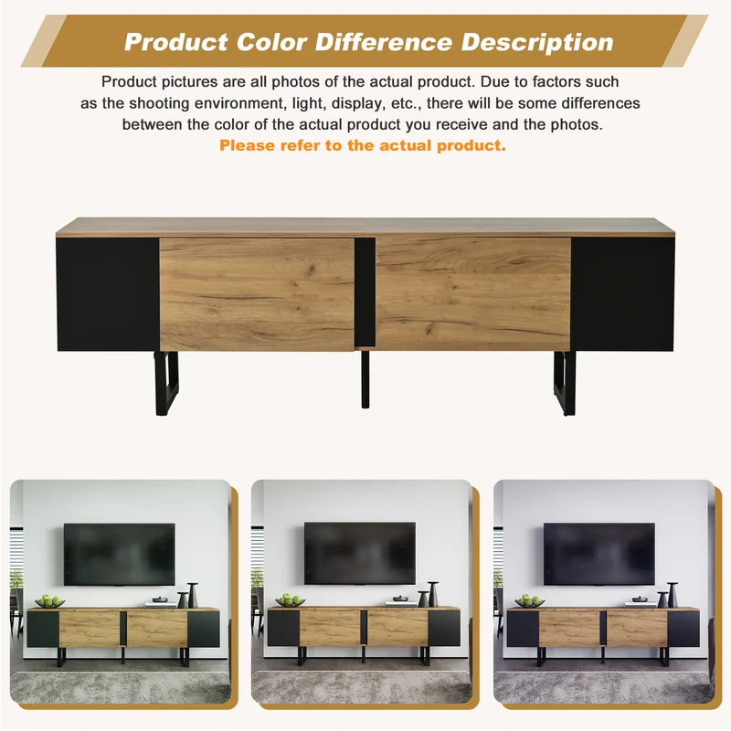 Meuble TV effet bois nature industriel 180x40x55 cm INFINITECASCDD