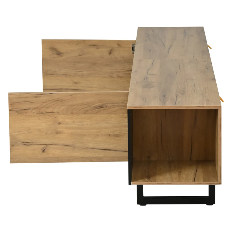 Meuble TV effet bois nature industriel 180x40x55 cm INFINITECASCDD