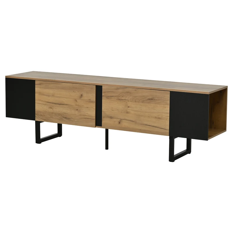 Meuble TV effet bois nature industriel 180x40x55 cm INFINITECASCDD