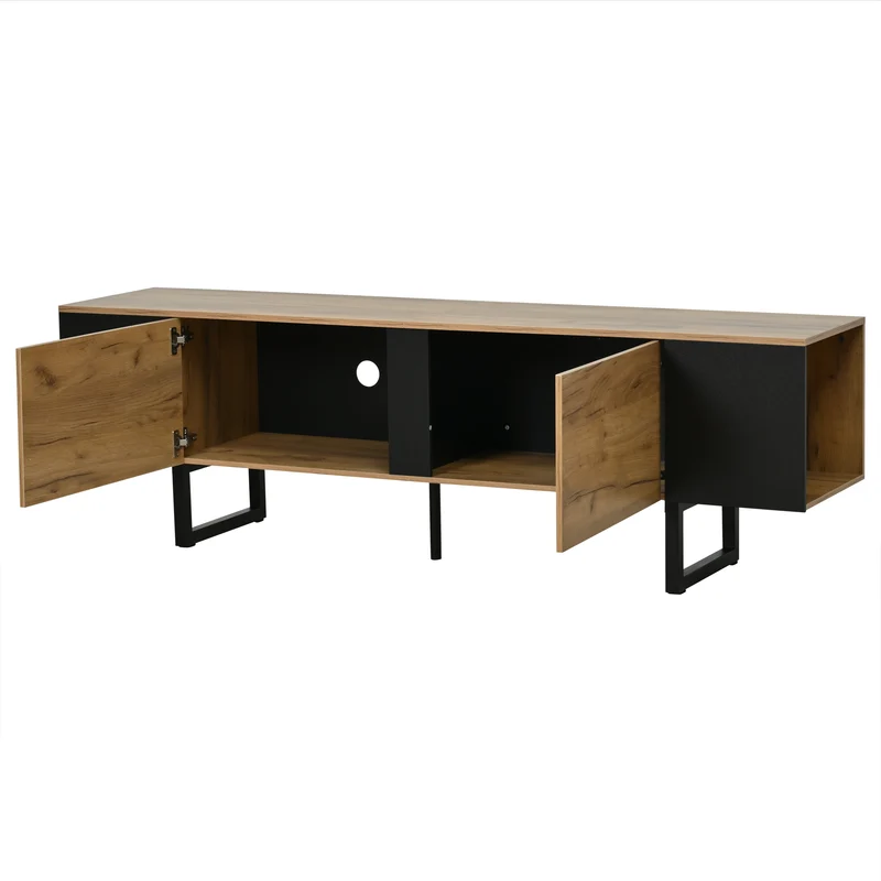Meuble TV effet bois nature industriel 180x40x55 cm INFINITECASCDD