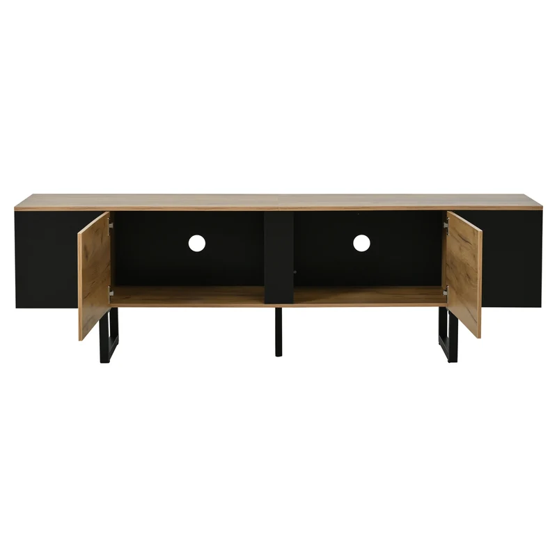 Meuble TV effet bois nature industriel 180x40x55 cm INFINITECASCDD