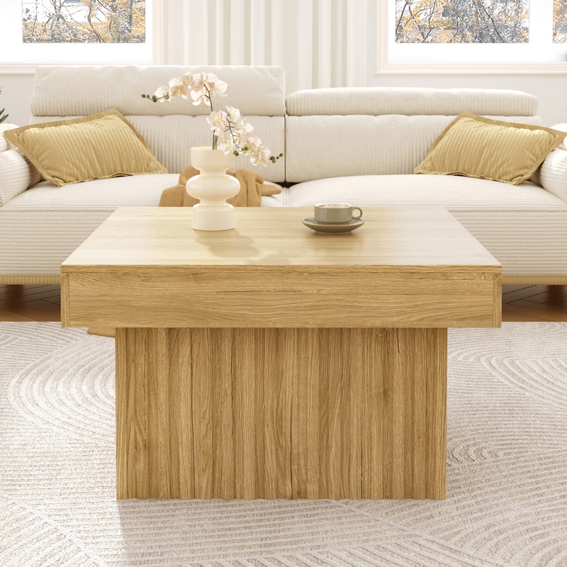 Table basse carré effet bois naturelle 79x79x46cm INFINITEQUAZZ
