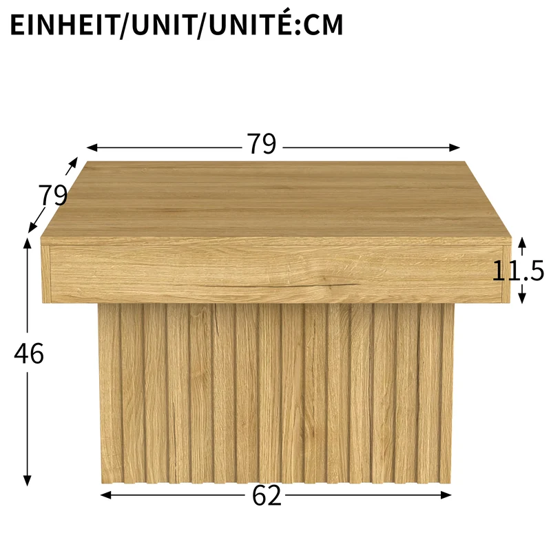 Table basse carré effet bois naturelle 79x79x46cm INFINITEQUAZZ