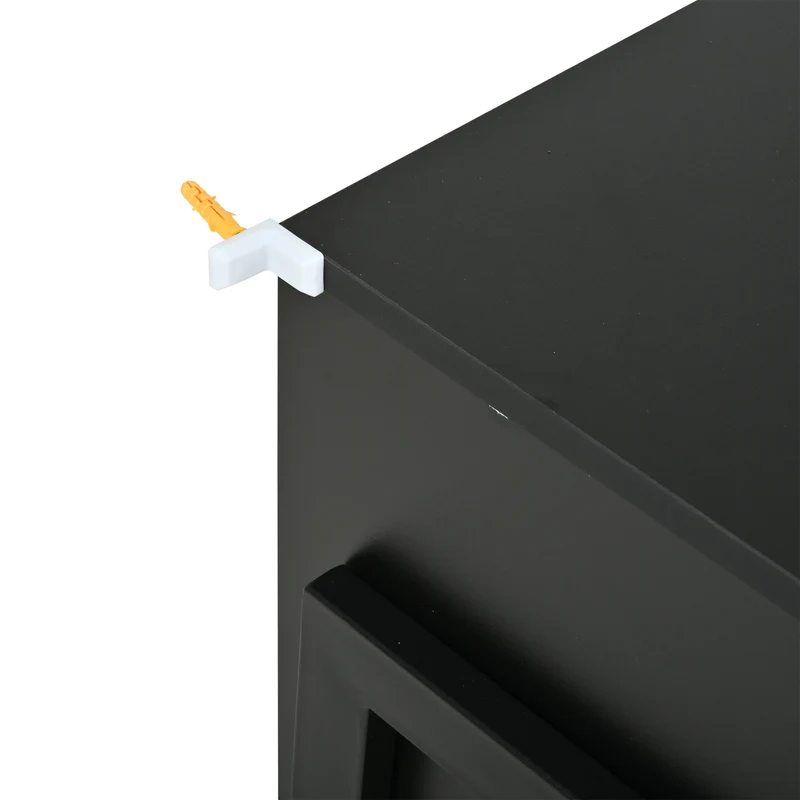 Meuble TV effet bois et noir 2 placards et étagères ouvertes INFINITEMOMENN