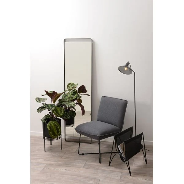 Fauteuil tissu et métal gris foncé design Hall