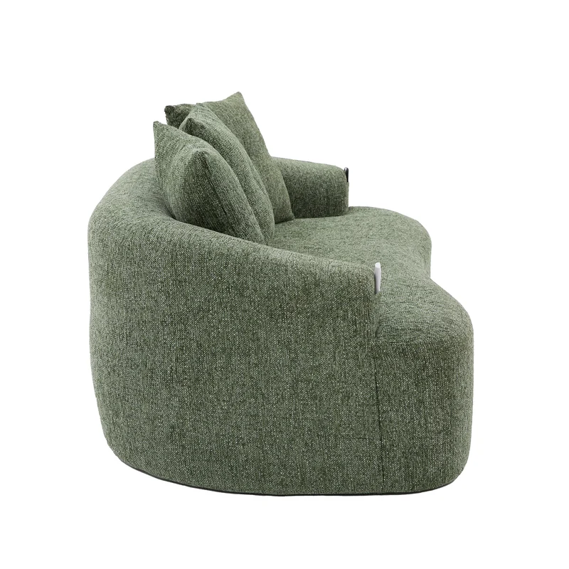 Canapé 2 places en chenille vert coussins profonds sans montage 164cm FLAREMOMENTUU