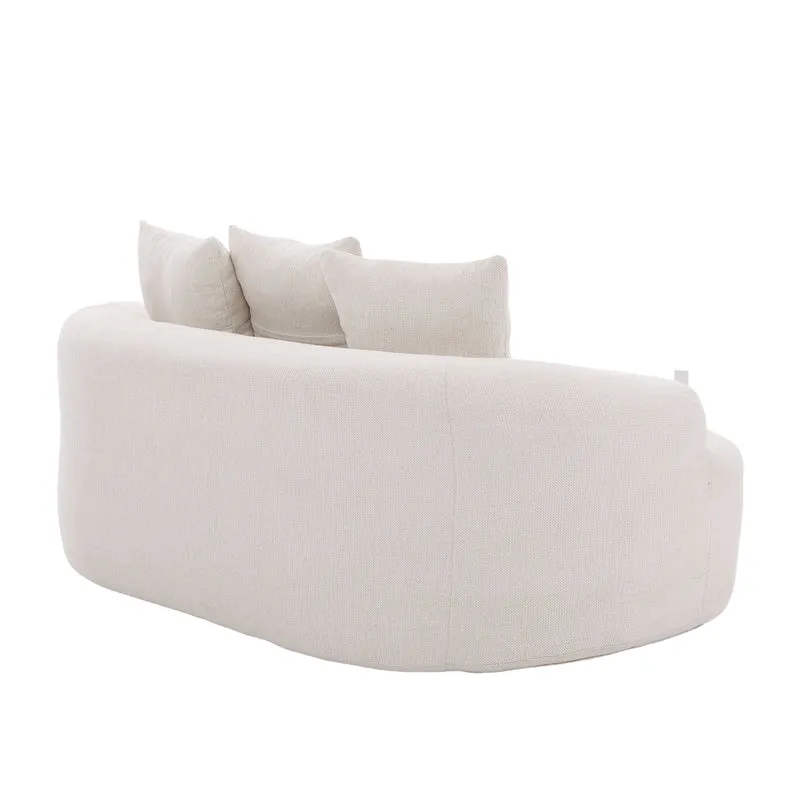 Canapé 2 places en chenille beige coussins profonds sans montage 164cm FLARECASCADEE