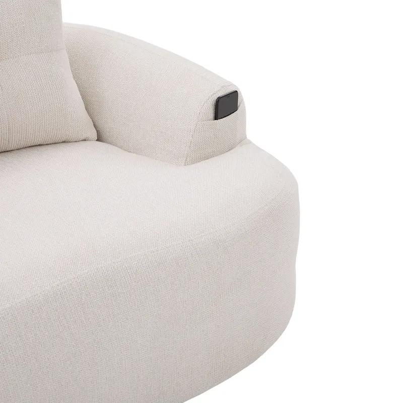 Canapé 2 places en chenille beige coussins profonds sans montage 164cm FLARECASCADEE
