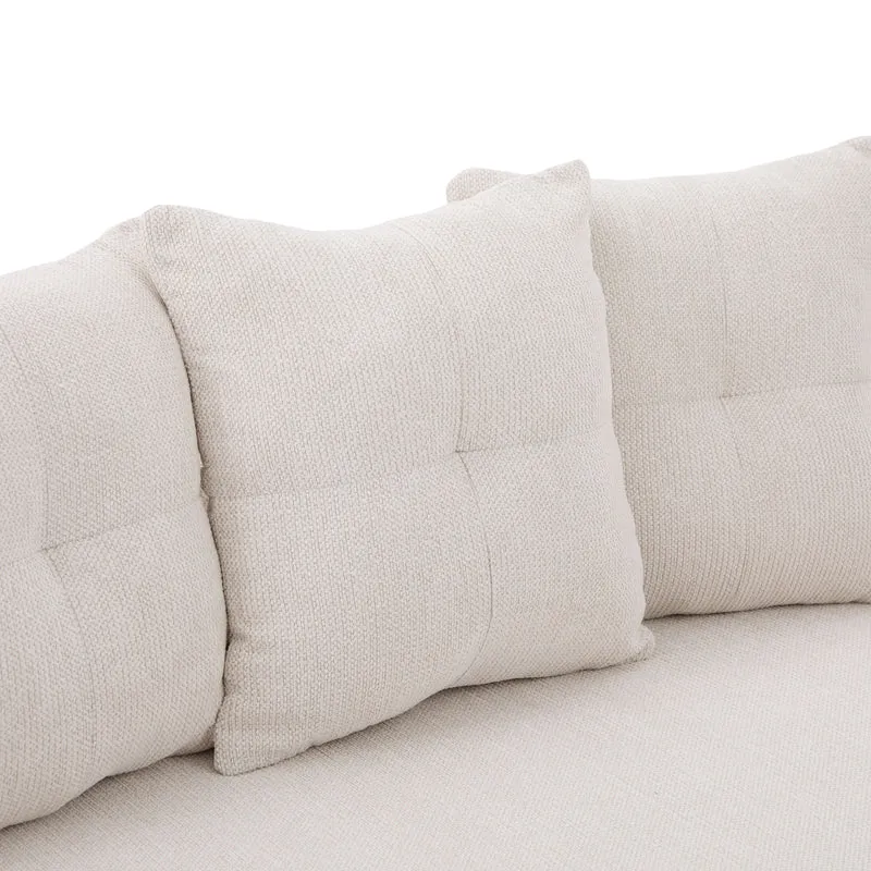 Canapé 2 places en chenille beige coussins profonds sans montage 164cm FLARECASCADEE