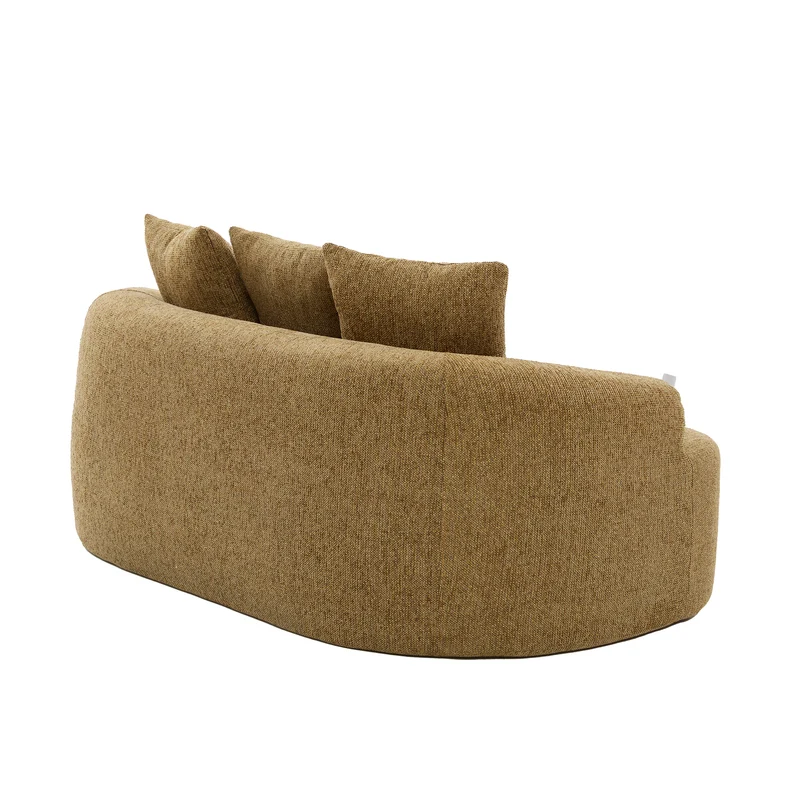 Canapé 2 places en chenille jaune coussins profonds sans montage 164cm INFINITEVERTE