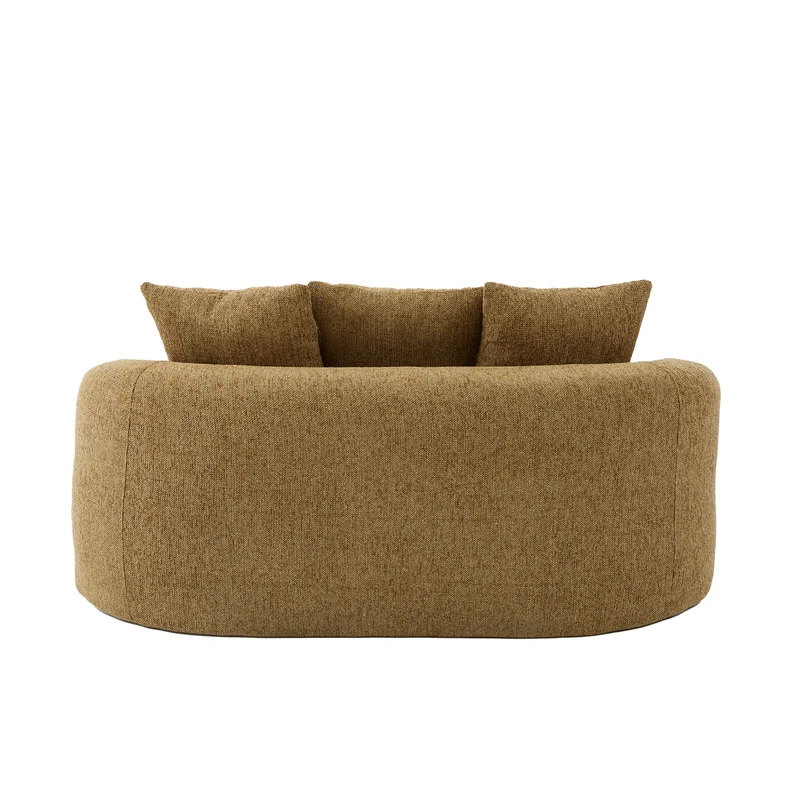 Canapé 2 places en chenille jaune coussins profonds sans montage 164cm INFINITEVERTE