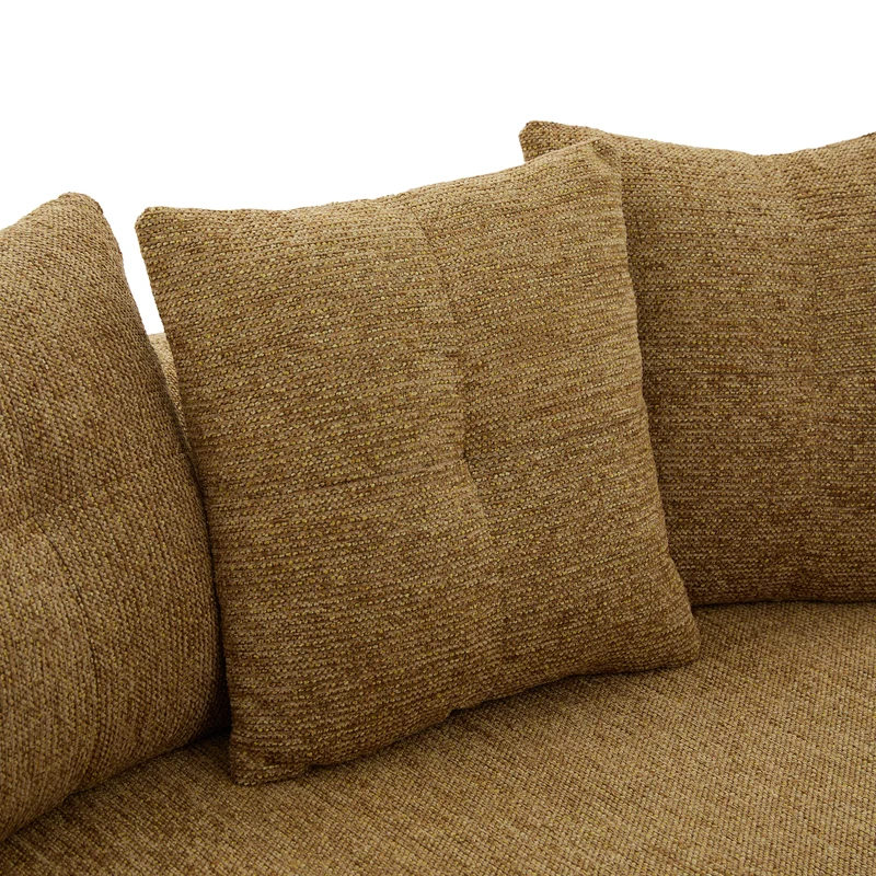 Canapé 2 places en chenille jaune coussins profonds sans montage 164cm INFINITEVERTE