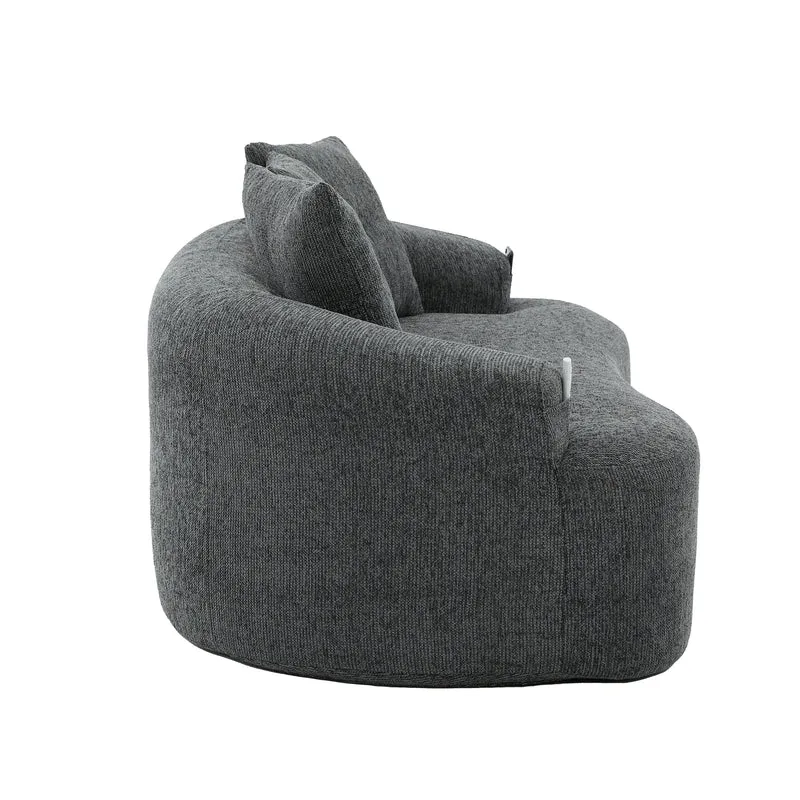 Canapé 2 places en chenille grise coussins profonds sans montage 164cm FLAREMERIDIA