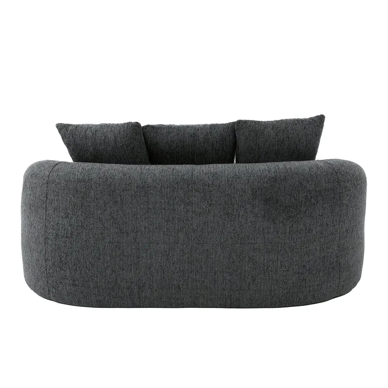 Canapé 2 places en chenille grise coussins profonds sans montage 164cm FLAREMERIDIA