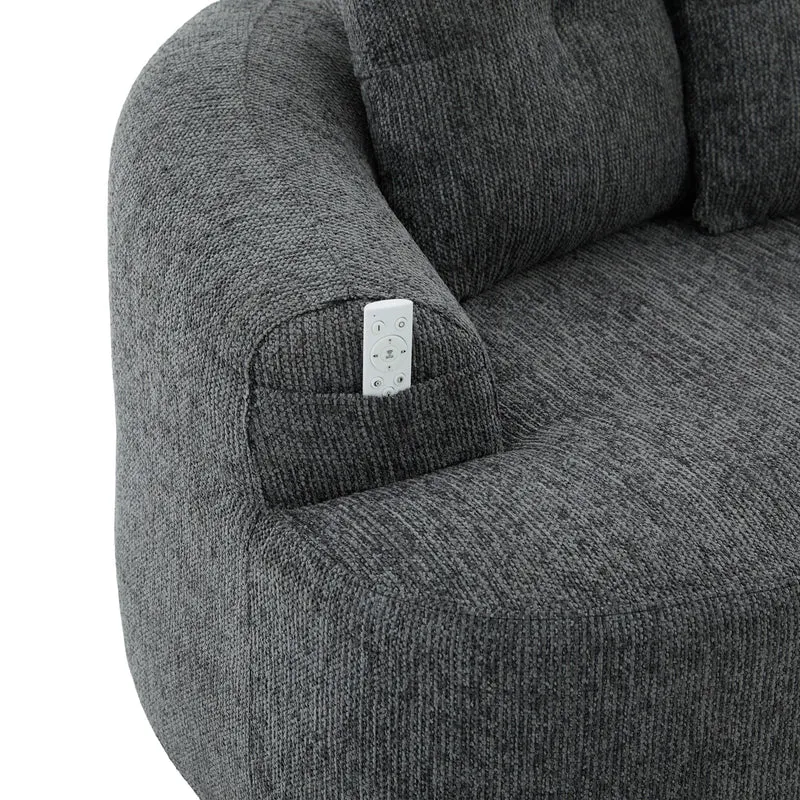 Canapé 2 places en chenille grise coussins profonds sans montage 164cm FLAREMERIDIA
