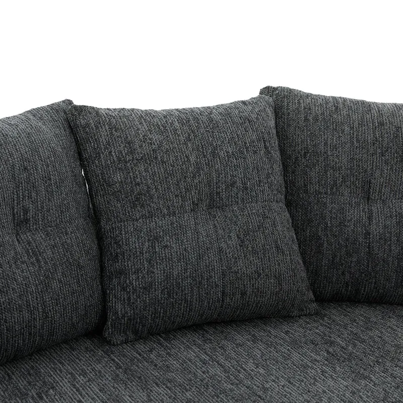Canapé 2 places en chenille grise coussins profonds sans montage 164cm FLAREMERIDIA