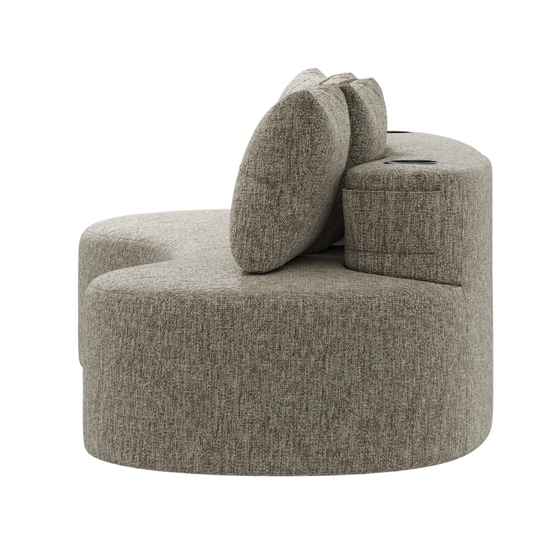Canapé 3 places en lin khaki avec 4 coussins, porte-gobelet, poches latérales sans montage 240x109cm FLARERIFTA