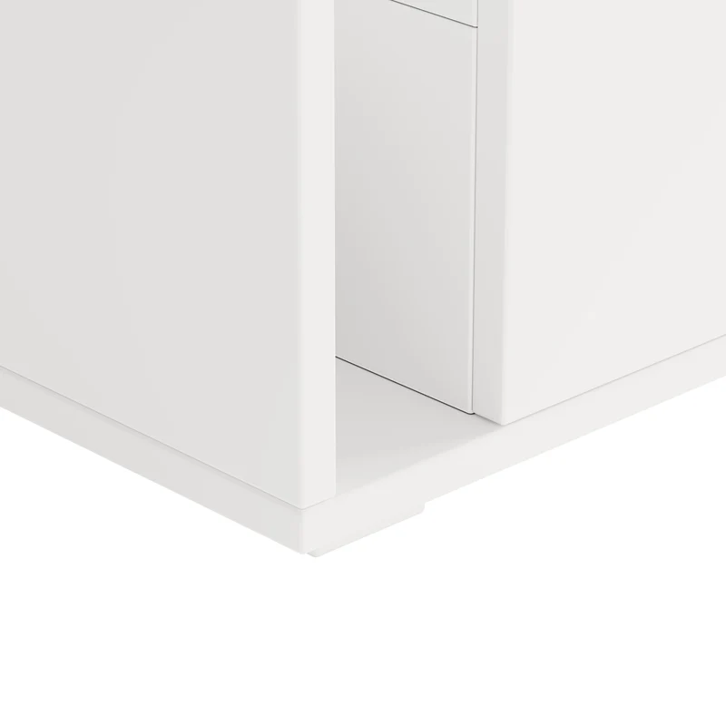Table basse blanche en verre 2 tiroirs avec éclairage LED 100x50cm GEODYNAMO