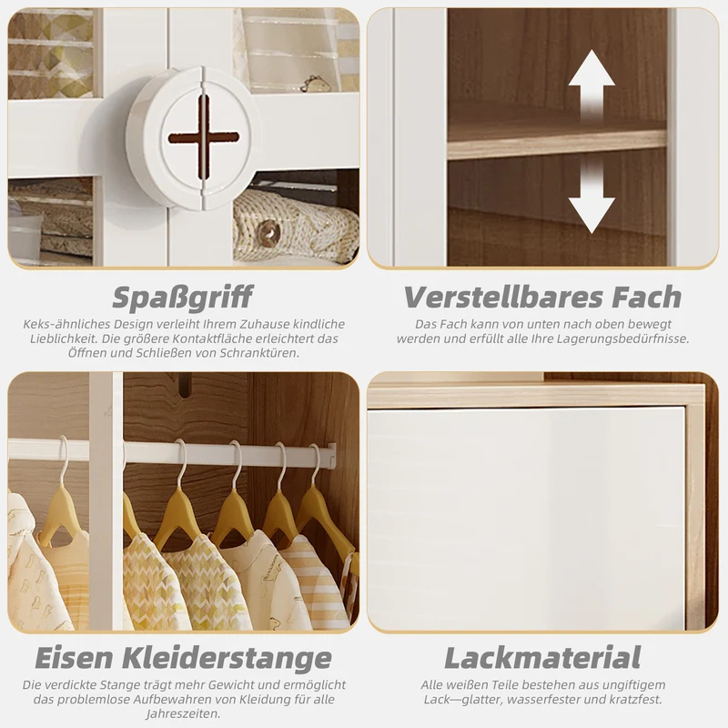 Ensemble de armoire portes vitrées + commode 4 tiroirs bicolores BOMBYX