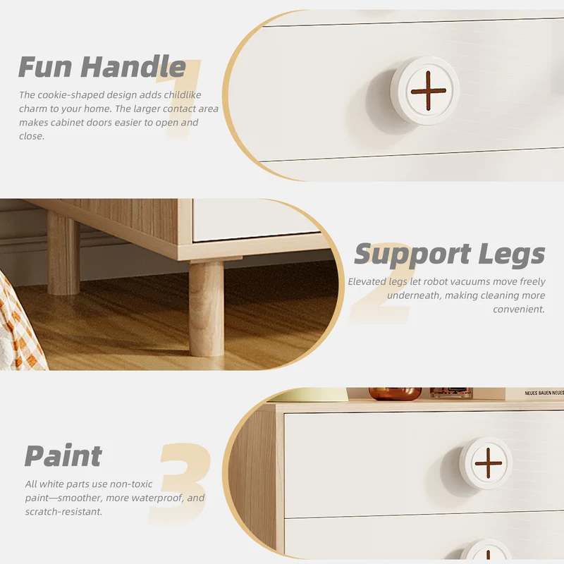 Ensemble de armoire portes vitrées + commode 4 tiroirs bicolores BOMBYX