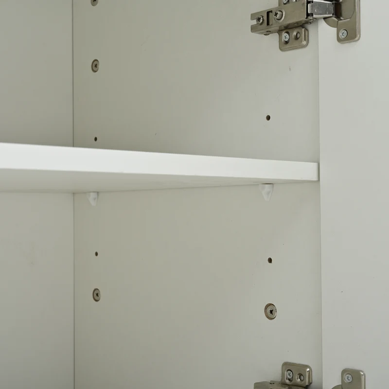 Buffet moderne blanc brillant motif géométrique 3 portes et éclairage LED GRASSPHYT